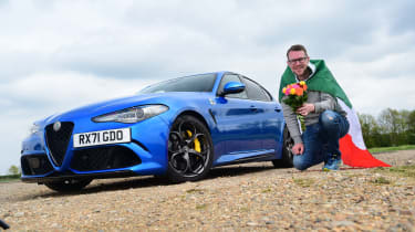 Alfa Romeo Giulia Quadrifoglio long termer - Sean Carson wearing the Italian flag